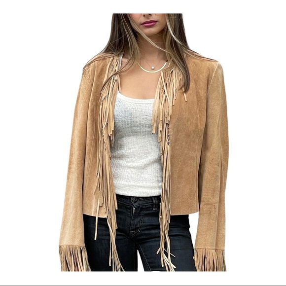 Pamela McCoy Jackets & Blazers - Leather Suede Pamela McCoy Vintage Fringe Tan Jacket Western Country Boho M